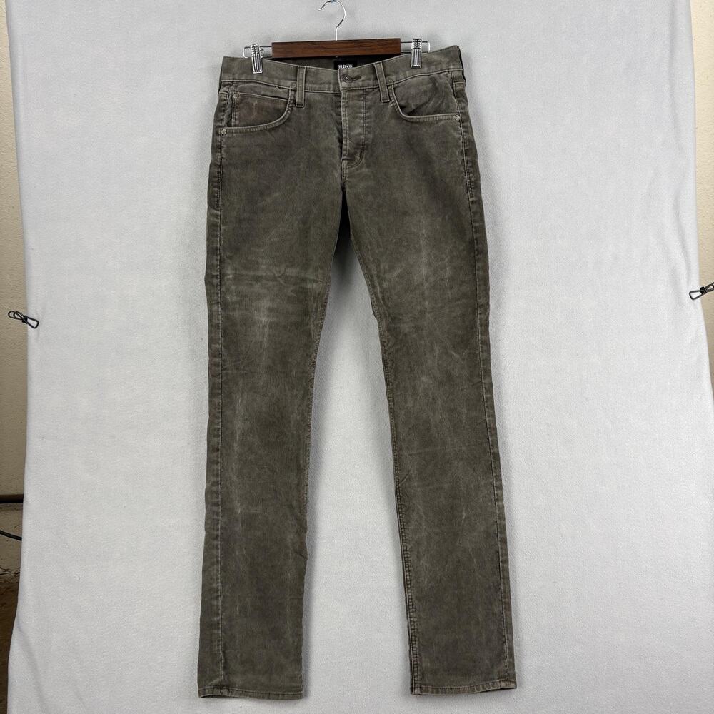 Hudson Pants Mens 32 Green Corduroy Slim Alex Straight 5 Pocket Made USA
